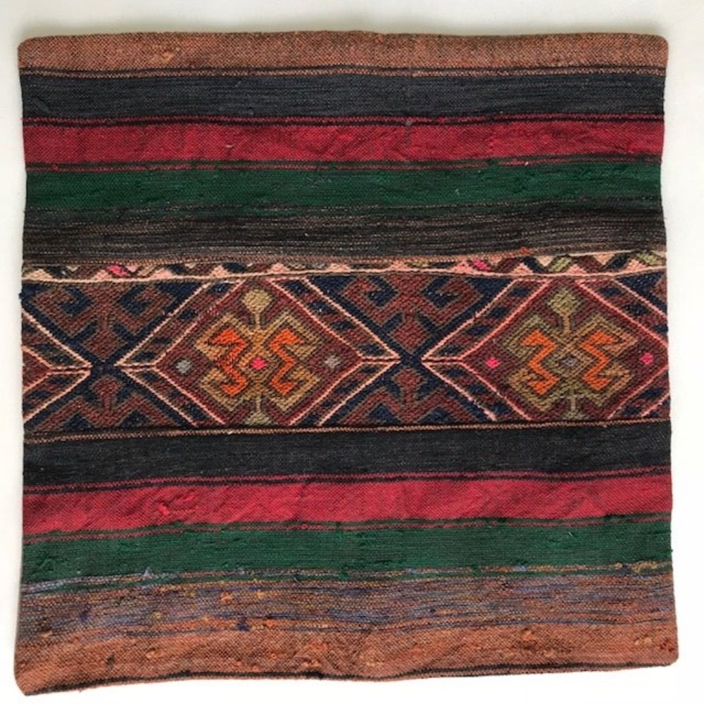 Turkish Throw Pillow Cover, Kilim Cushion. 20"x20"